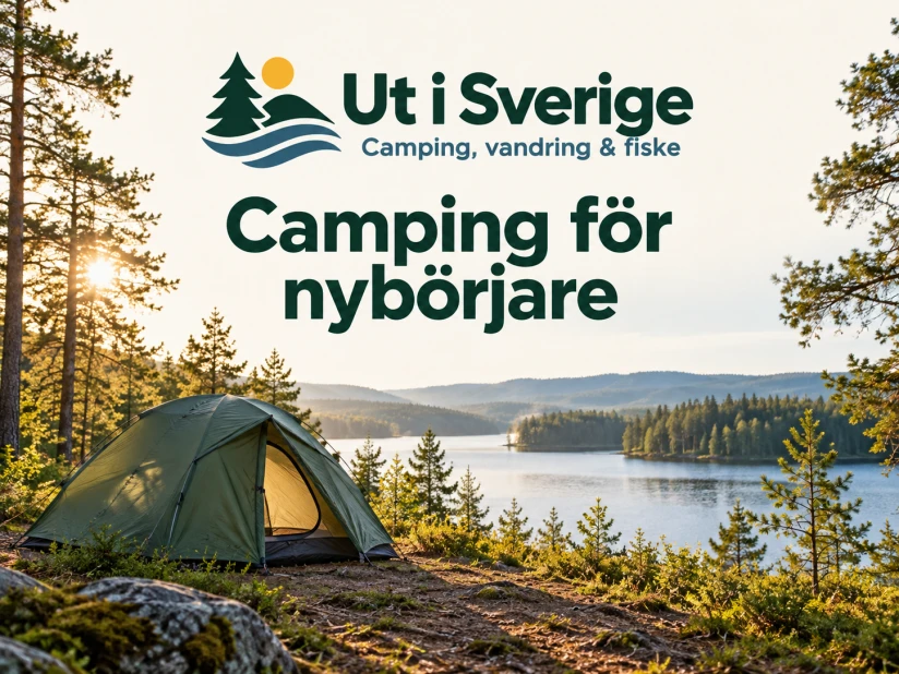 Illustrerad omslagsbild: Camping för nybörjare, med logotypen Ut i Sverige.