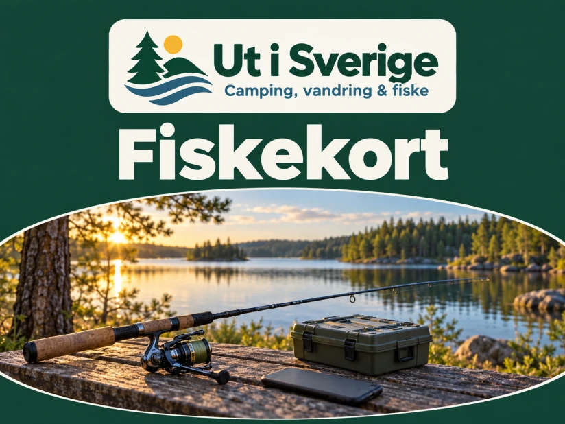 Illustrerad omslagsbild: Fiskekort, med logotypen Ut i Sverige.