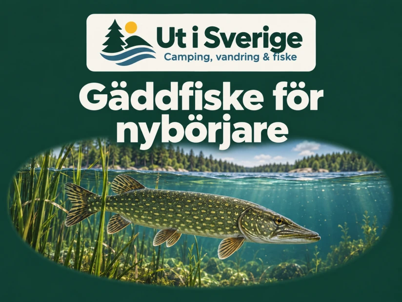 Illustrerad omslagsbild: Gäddfiske för nybörjare, med logotypen Ut i Sverige.
