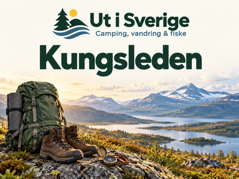 Illustrerad omslagsbild: Kungsleden, med logotypen Ut i Sverige.
